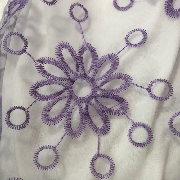 NWT SELF ESTEEM Sheer Layered Top Embroidered Purple Floral Puff Sleeve Girls 5 - Picture 4 of 15